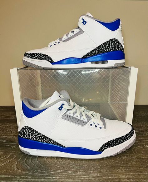 Air Jordan 3 Retro "Racer Blue" 2021 - Size 13 VNDS Get a price at https://copapair.com/air-jordan-3-retro-racer-blue-2021-size-13-vnds/ Blue Jordan 3, Aesthetic Jordans, Blue Outfit Men, Jordan 3s, Blue Jordans, Jordan Shoes Retro, Pretty Shoes Sneakers, All Nike Shoes, Jordan 3 Retro