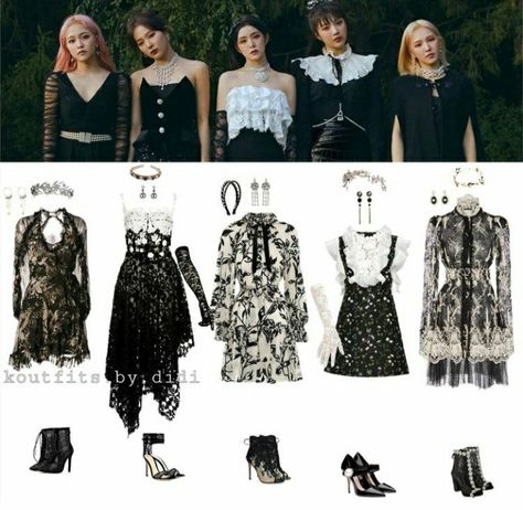 Kpop Royal Concept Outfit, Red Velvet Outfits Inspired, Royal Concept, E Girl Dress, Red Velvet Outfit, Red Velvet Outfits, Kpop Dress, Fashion Idol, Fashion Inspiration Board