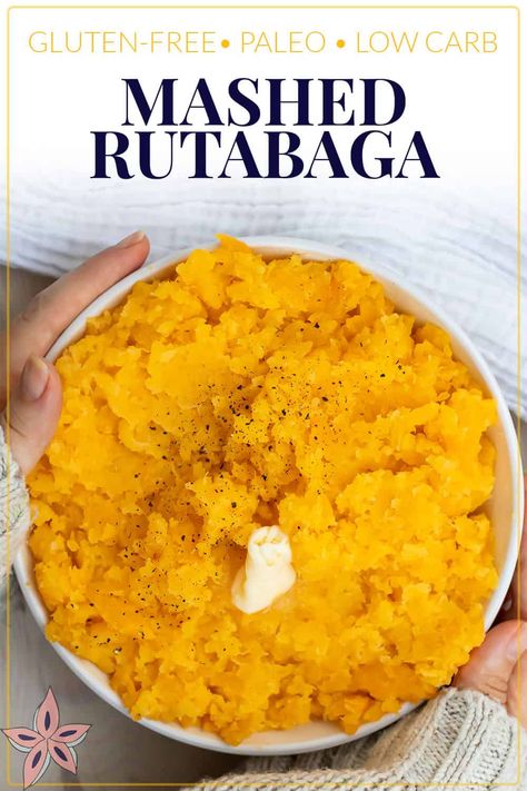 Perfect for Robert Burn's Night, St. Andrew's Day or anytime you need a low carb side dish recipe, this Mashed Rutabaga recipe is so quick and easy to make! Also known as Mashed Swede, there are just 3 ingredients in this easy side dish. Perfect for vegans, keto, and you can easily make this whole30 or paleo compliant as well. Mashed Rutabaga Recipes, Swede Recipes, Haggis Neeps And Tatties, Mashed Rutabaga, Rutabaga Recipes, Aip Keto, Burn's Night, Scottish Dishes, Vegan Keto Recipes