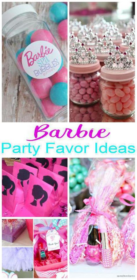 Kids Party Favors! Barbie party favors that kids will love! Easy ideas that boys and girls will love to take home as a gift from your Barbie theme party. DIY ideas, goodie bags, candy, toys and more. Find the best Barbie party favor ideas now! #barbie #barbieparty Barbie Party Gift Bag Ideas, Barbie Birthday Party Goody Bags, Barbie Themed Birthday Party Favors, Barbie Candy Bags Party Ideas, Barbie Party Favors Bags, Barbie Themed Party Favors, Barbie Party Bags Ideas, Barbie Birthday Craft Ideas, Barbie Birthday Goodie Bags