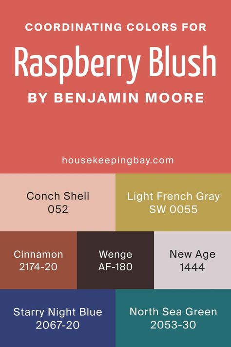 Raspberry Blush 2008-30 Coordinating Colors by Benjamin Moore Bm Raspberry Blush, Raspberry Blush Benjamin Moore, North Sea Green, Savannah Green, Blush Bathroom, Raspberry Blush, Beach House Colors, Home Nyc, Benjamin Moore Paint