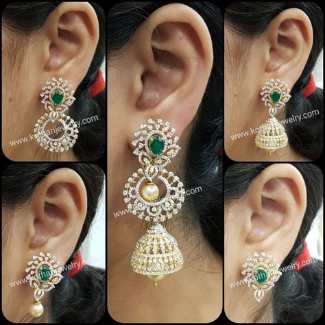 Multy-Way Detachable Diamond Earring Diamond Earrings Indian, Diamond Jhumkas, Diamond Earrings Wedding, Diamond Gold Earrings, Indian Diamond Jewellery, Bridal Diamond Necklace, Indian Celebrity, Bracelets Diamond, Pure Gold Jewellery