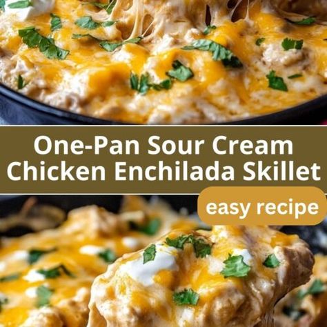 Lemon Cake To Die For - WEEKNIGHT RECIPES Chicken Skillet Meals, Stovetop Meals, Enchilada Skillet, Chicken Enchilada Skillet, Easy Shredded Chicken, Cheesy Enchiladas, Cream Chicken, Chicken Enchiladas Easy, Sour Cream Chicken