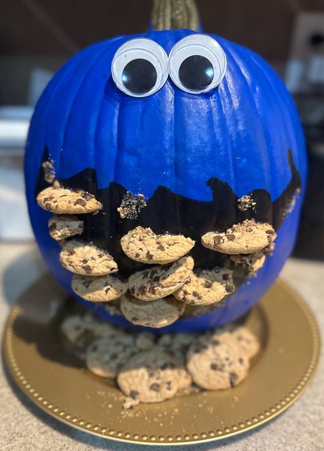 Cookie Monster decorated pumpkin Cookie Monster Pumpkin, Monster Pumpkin, Decorated Pumpkin, Cookie Monster, Pumpkin Decorating, Monster Cookies, Quick Saves