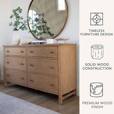 details by Becki Owens 6-Drawer Ren Dresser, Distressed Natural Wood Finish - Sam's Club Platform Canopy Bed, Natural Wood Dresser, Canopy Bedroom Sets, Wood Sofa Table, Patio Seating Sets, Canopy Bedroom, Upholstered Swivel Chairs, Decorative Storage Baskets, Becki Owens