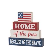 Patriotic Words, Fourth Of July Decorations, Patriotic Sign, 4th July Crafts, Wooden Words, Standing Table, Fourth Of July Decor, Patriotic Crafts, Word Signs