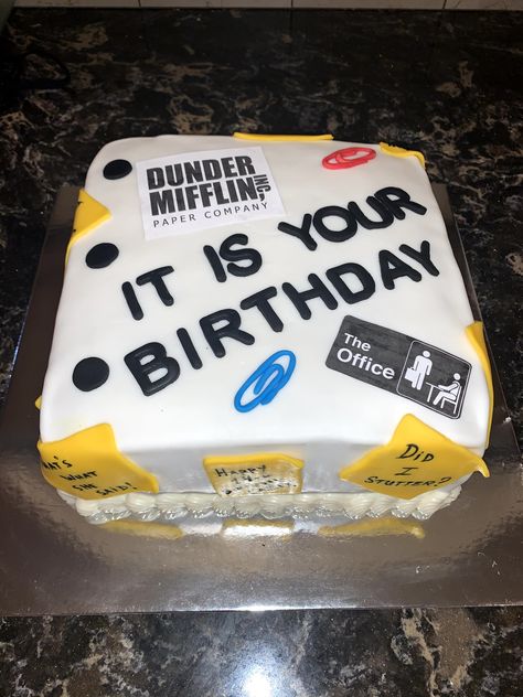 The Office birthday cake Office Themed Birthday Cake, Office Birthday Cake, Office Cake Ideas, The Office Birthday Cake Ideas, The Office Themed Birthday Cake, It Is Your Birthday The Office Cake, The Office 30th Birthday, The Office Cookies Birthday, The Office Birthday Cake