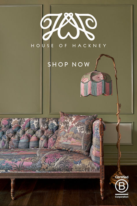 Design Center Showroom, House Of Hackney, Maximalist Interior, British Interior, Curtains And Blinds, Maximalist Design, Rainbow Paint, Upholstered Chair, Curtains Blinds