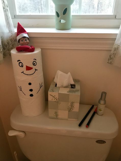 Elf With Toilet Paper, Elf On The Shelf Toilet Paper Snowman, Elf Toilet Paper Snowman, Elf Toilet Paper, Elf On The Shelf Toilet, Toilet Paper Snowman, Paper Snowman, Shelf Toilet, Funny Elf On The Shelf