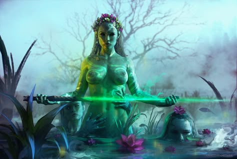 ArtStation - The ladies of brocéliandes Monster Girls, Arte Fantasy, Fantasy Inspiration, Fantasy Artwork, Dark Fantasy Art, Fantasy World, Fantasy Character Design, Mythical Creatures, Cool Artwork