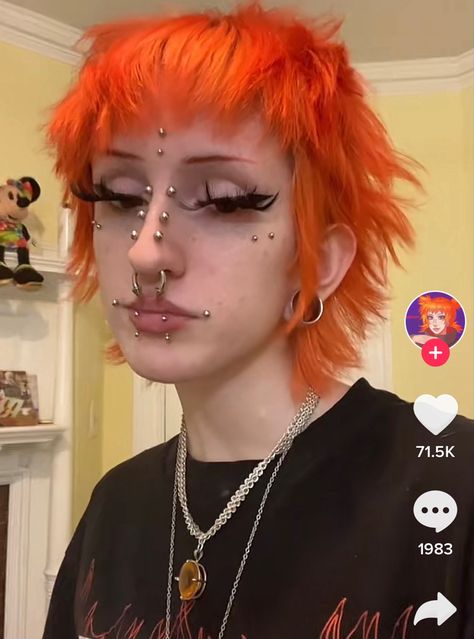 Goth Facial Piercings, Crowded Face Piercings, Full Face Of Piercings, Best Piercings For Face Shape, Cool Facial Piercings, Face Piercing Combos, Overcrowded Facial Piercings, Lots Of Face Piercings, Unique Facial Piercings