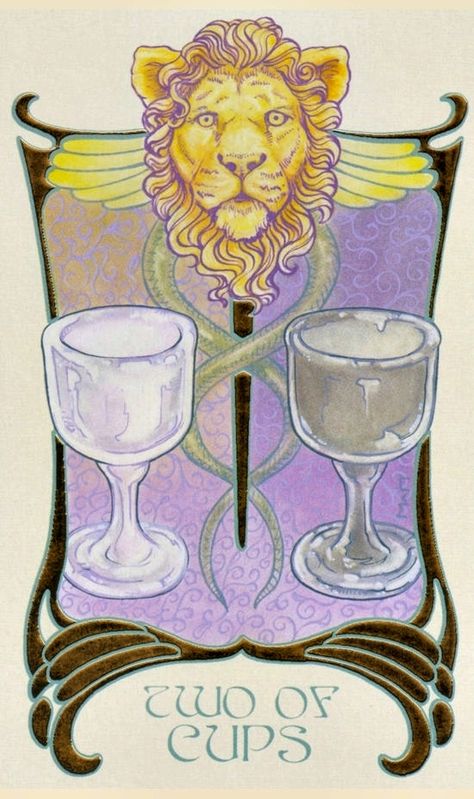 2 Of Cups Tarot Card, 2 Of Cups Tarot, Ethereal Visions Tarot, 2 Of Cups, Two Of Cups, Unique Tarot Decks, Cups Tarot, Le Tarot, Tarot Card Decks