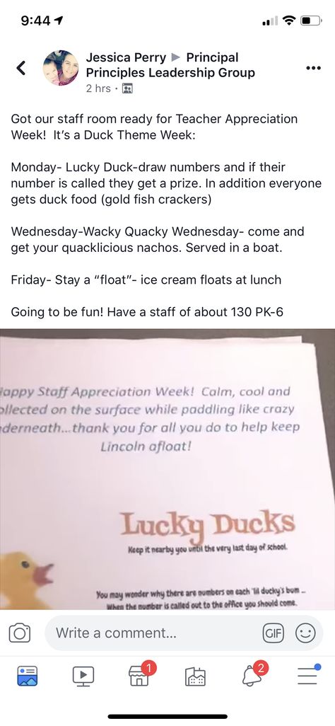 Lucky Duck Teacher Appreciation, Fish Crackers, Morale Boosters, Staff Room, Appreciation Ideas, Lucky Duck, Staff Appreciation, Teacher Appreciation Week, Team Building