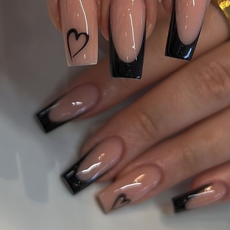 Faster shipping. Better service Black French Tip Gel Nails, Square Nail Designs, Cute Simple Nails, Girly Acrylic Nails, Black Nail Designs, Nail Supplies, Fake Nail, Nail Forms, Stick On Nails