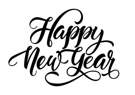 Happy New Year Inscription Free Vector Happy New Year Design Ideas, Happy New Year Calligraphy Design, Happy New Year Calligraphy, Happy Holidays Images, Happy New Year Typography, New Year Lettering, New Years Eve Images, New Year Calligraphy, Brush Lettering Worksheet