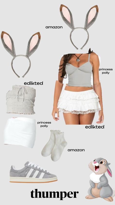 #halloween costume Thumper Costume, Thumper And Miss Bunny, Costume Simple, Miss Bunny, Bus Ideas, Grey Jumpsuit, Duo Halloween Costumes, Grey Bunny, Bunny Costume