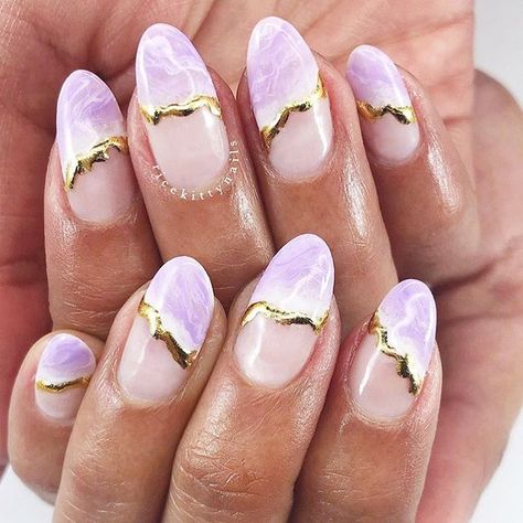 Nail Inspiration Short Nails, Geode Nails, File Nails, Quince Nails, Fancy Clutch, Michelle Lee, Lavender Nails, Lavender Quartz, Rose Gold Nails