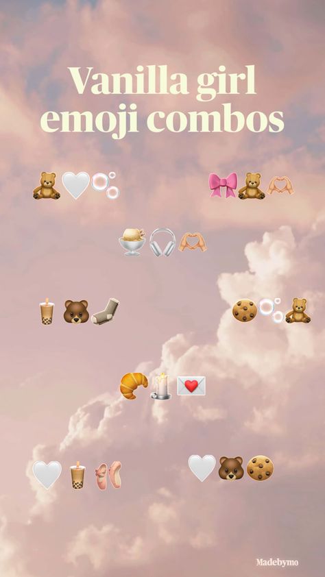 Aesthetic Emoji Combos, Aesthetic Emoji, Cute Emoji Combinations, Vanilla Aesthetic, Emoji Combos, Emoji Set, Bios Para Instagram, Clever Captions For Instagram, Girl Emoji