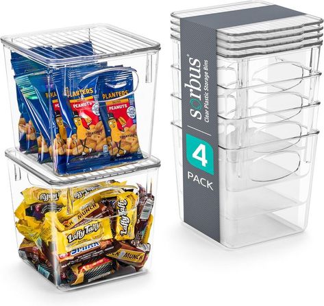 Small Plastic Storage Bins - for Kitchen Organization, Pantry Organizers and Storage, Fridge Organizer, Cabinet Organizer, Refrigerator Organizer Bins - Clear Storage Bins (4 pack) Fridge Organizer, Clear Storage Bins, Cabinet Organizers, Clear Bins, Stackable Bins, Organizer Bins, Pantry Organizers, Fridge Organisers, Clear Plastic Containers