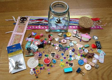 Mini Whimsy Jar "Crafty"-Sent | I also sent a Chococat bookm… | Flickr Whimsy Jars, Kerr Jars, Perfect Gift Basket, Christmas Booth, Snail Mail Pen Pals, Swap Ideas, Flip Books, Fairy Jars, Jar Ideas