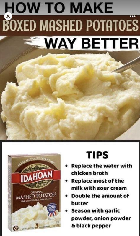 Boxed Mashed Potatoes, Homemade Mashed Potatoes, Idaho Potatoes, Vacation Meals, Onion Powder, Potato Recipes, Chicken Broth, Vegetable Recipes, Broth