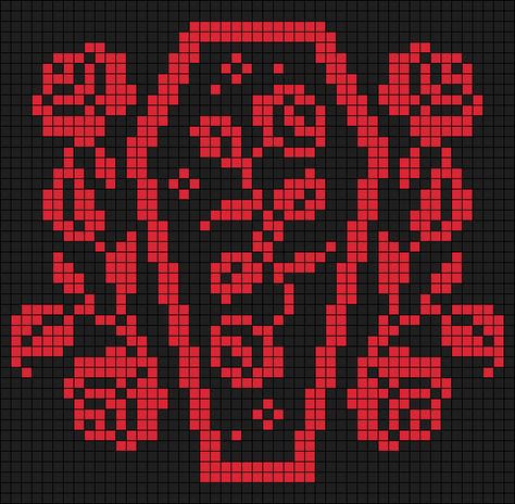 Alpha pattern #133847 variation #255485 | BraceletBook Spider Web Alpha Pattern, Goth Grid Patterns, Ghostface Cross Stitch Pattern, Occult Pixel Art, Witchy Tapestry Crochet, Granny Square Alpha Pattern, Rose Knitting Pattern, Tarot Crochet Tapestry, Halloween Alpha Pattern Small