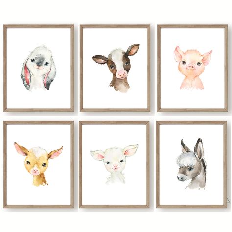 Baby Animals Nursery, Farm Nursery Decor, Neutral Nursery Art, Farm Animal Nursery, Baby Wall Decor, Baby Farm Animals, Baby Animal Nursery, Pig Decor, Farm Nursery