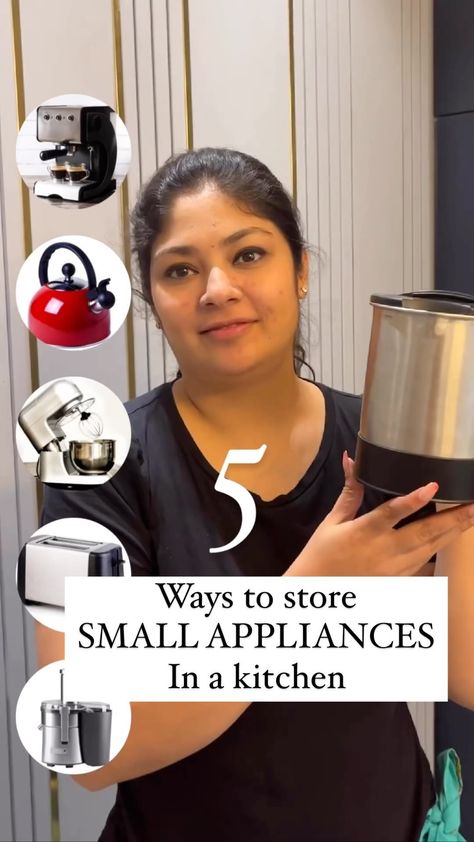 Sonika Khurana Sethi on Reels | Tundra Beats · Sunshine Kitchen Storage Small Appliances, Storing Kitchen Appliances Small Kitchen, Kitchen Wardrobe Design, Kitchen Cabinetry Design, Kitchen Appliance Storage, Latest Kitchen Designs, Kitchen Cupboard Designs, Interior Design Your Home, Modern Kitchen Cabinet Design