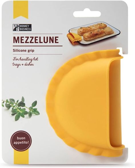 Amazon.com: Fun Mezzelune-Shaped Silicone Pot Holder / Oven Mitt from a Series of Pasta-Inspired Kitchen Gadgets | Cool Pot Holders to Make Your Kitchen Safer | Original Kitchen Accessories | by Monkey Business : Home & Kitchen White Handles, Silicone Pot Holders, Silicone Oven Mitt, Italian Chef, Pasta Shapes, Silicone Kitchen, Monkey Business, Beautiful Kitchen, Oven Mitt