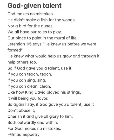 God-given talent… A poem I performed recently 😁 #maame #maamepoetry #poetry #poems #christian #faith #talent #church #ghana Poems About Faith In God, Poems About God, Church Poems, Poem About God, Christian Poetry, Christian Poems, Church Youth, Figurative Language, Poetry Collection