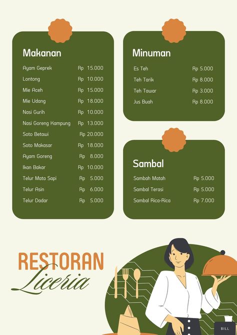 Papan Menu Cafe, Coffee Shop Menu Design Templates, Design Menu Makanan Kosong, Menu Catering Harian, Soto Betawi, Menu Sahur Praktis, Meal Planning, Indonesia, How To Plan