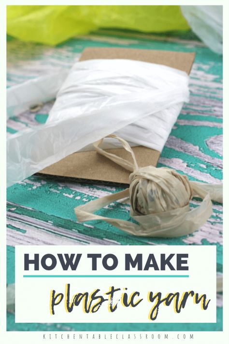 Learn how to turn a plastic bag into a continuous piece of plastic yarn perfect for zero cost crafting with just a few cuts. A video tutorial makes it easy! Upcycle Plastic Bags, Plarn Crafts, Plastic Bag Crafts, Plastic Yarn, Upcycle Plastic, Braided Rag Rugs, Recycled Plastic Bags, Dress Card, Plastic Grocery Bags