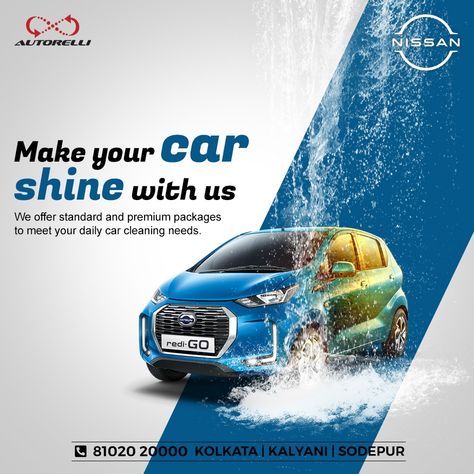 We wash your car while you relax. 𝐘𝐨𝐮 𝐝𝐫𝐢𝐯𝐞,𝐖𝐞 𝐜𝐚𝐫𝐞 For Express car wash 📞 𝗔𝘂𝘁𝗼𝗿𝗲𝗹𝗹𝗶 𝗡𝗶𝘀𝘀𝗮𝗻 𝗞𝗼𝗹𝗸𝗮𝘁𝗮 on +918102022222 #autorelli #nissan #nissandatsun #datsun #kolkata #kalyani #sodepur #westbengal #car #carservice #carservicing #carservicecenter #carserviceshop #cardealership #automobile #nissancareforyou #Like #Share Car Wash Graphic Design, Car Wash Banner Design, Car Wash Social Media Post, Car Wash Creative Ads, Vehicle Creative Ads, Car Wash Posters Ideas, Car Creative Ads, Car Wash Posters, Car Wallpaper For Mobile