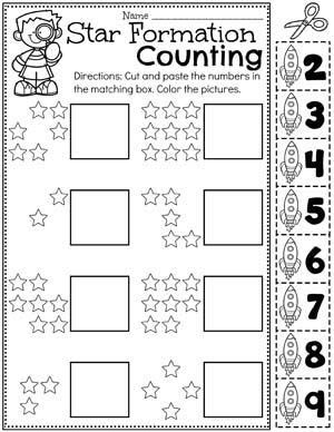 Counting Worksheets - Worksheet School Planets Worksheets For Preschool, Space Counting Preschool, Space Crafts Kindergarten, Space Literacy Activities, Space Theme Preschool Activities, Space For Preschoolers, Number Counting Worksheets, Counting Worksheets Preschool, Number Worksheets For Preschool