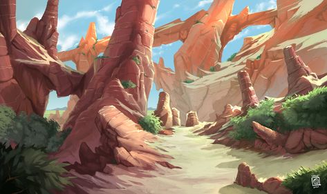 ArtStation - Rocky environment concept, Dimitris Iliopoulos Rocky Landscape Concept Art, Rocky Environment Concept Art, Desert Environment Concept Art, Rock Concept Art, Desert Concept Art, Rocky Environment, Rocky Background, Types Of Brushes, Rocky Desert