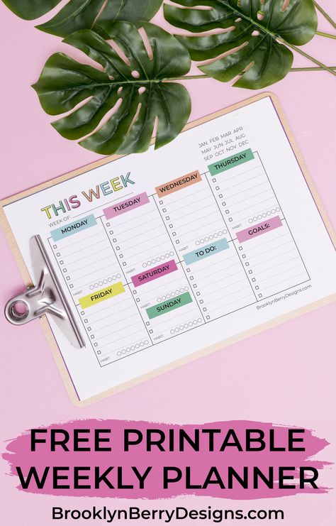 Free Weekly Planner Printable - master your goals with this weekly printable to keep track of appointments, to-dos, and habits. via @brookeberry School Trip Packing, Free Printable Weekly Calendar, Free Weekly Planner, Best Weekly Planner, Printables Planner, Weekly Planner Free Printable, Weekly Printable, Weekly Planner Free, Appointment Planner