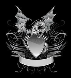 Mystery Winged Dragon. Upon The Shield on Black Background , #sponsored, #Dragon, #Winged, #Mystery, #Background, #Black #ad Tato Naga, Badass Drawings, Small Dragon Tattoos, Winged Dragon, Eagle Drawing, Globe Logo, Circle Logo Design, Cover Wattpad, Sports Logo Design