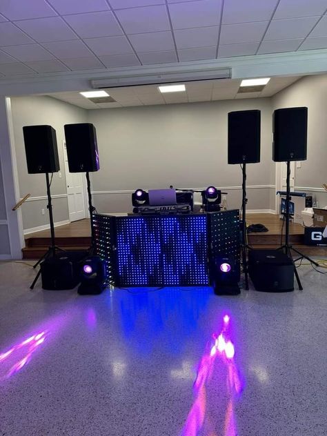 Dj Setup Ideas Party, Dj Setup, Dj Party, Professional Audio, Dj Lighting, Music Room, Event Planning, Wedding Events, Dj