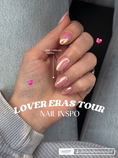 Lover Taylor Swift Nails Simple, Lover Era Nails Taylor Swift, Lover Album Nails, Lover Eras Tour Nails, Pink Taylor Swift Nails, Lover Inspired Nails Taylor Swift, Taylor Swift Nails Inspired Eras Tour Lover, Lover Era Nail Ideas, Taylor Swift Lover Nails Inspired