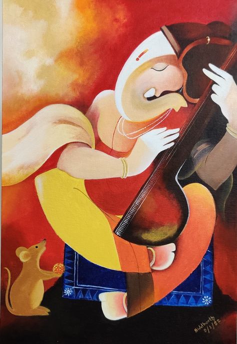 Lord Ganesha Acrylic painting Ganesha Story Illustration, Ganapati Images, Ganesha Acrylic Painting, Lord Painting, Diwali Painting, Love Canvas Painting, Morden Art, God Ganesh, Ganesha Drawing