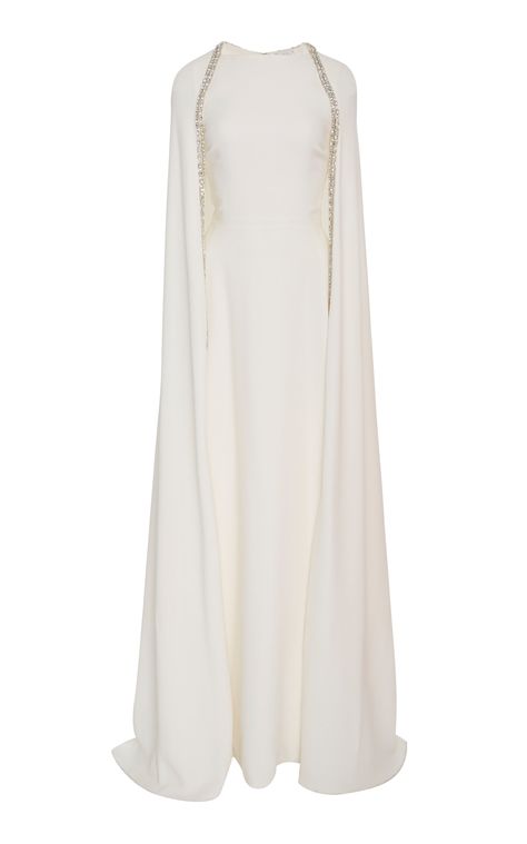 Crystal Cape Silk Gown by REEM ACRA for Preorder on Moda Operandi Elegant Long Sleeve Wedding Dresses, Reem Acra, Mother Wedding Dress, Modest Dresses Casual, Alex Perry, Elegant Dresses Classy, Special Clothes, Silk Gown, Modest Fashion Outfits