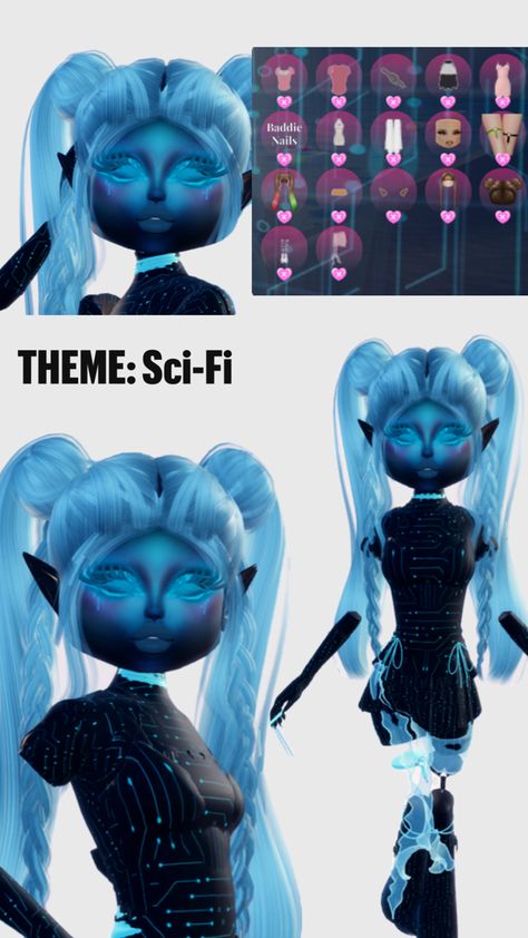 Sci fi dress to impress outfit! Can also work for from another planet, dark vs light, aliens Sci Fi Dress, Sci Fi Outfits, Sci Fi Outfit, Planet Dresses, Fancy Dress Code, Iphone Life Hacks, Another Planet, Lit Outfits, Aesthetic Roblox Royale High Outfits