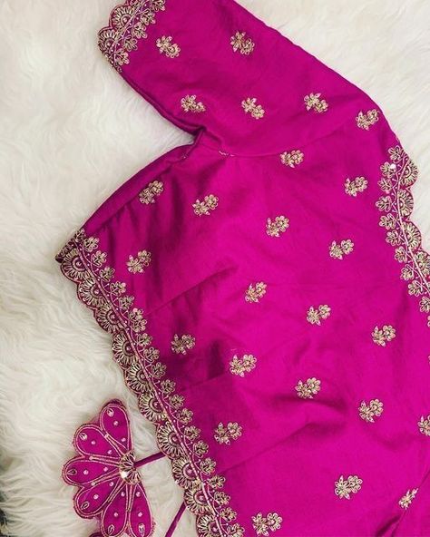 Maggam Work Butis, Butties Maggam Work, Pink Blouse Designs, Blue Blouse Designs, Blouse Works, Maggam Work Designs, Kids Blouse Designs, Traditional Blouse Designs, Fashionable Saree Blouse Designs