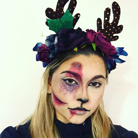 Dead Deer Makeup, Animal Antlers, Zombie Cute, Deer Halloween Costumes, Deer Halloween, Blood Makeup, Deer Makeup, My Halloween Costume, Fall Forest