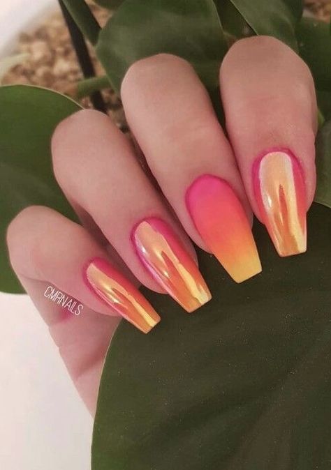 Fallnails Autumn, Orange Acrylic Nails, Sunset Nails, Orange Nail Designs, Vacation Nails, Top Nail, Nagel Inspo, Orange Nails, Coffin Nails Designs