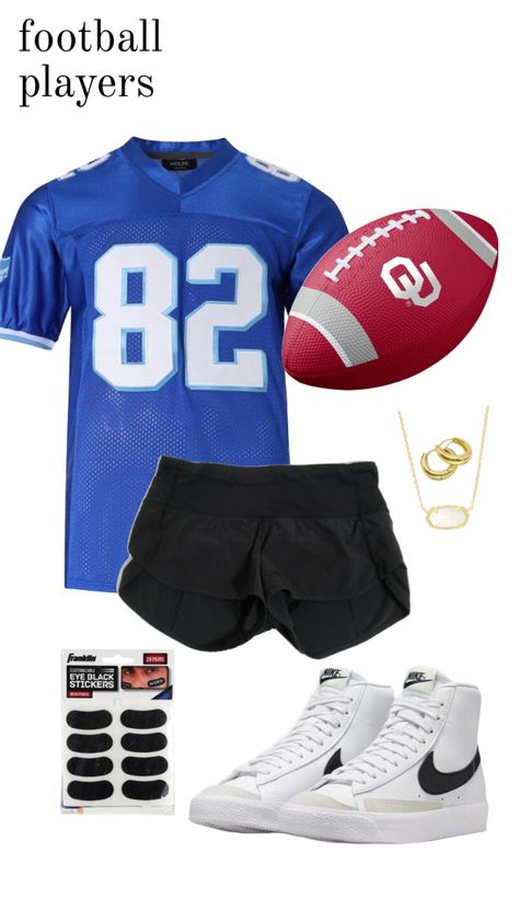 Costume Ideas For 13 Yo, Football Coustems Halloween, Costume Theme Football Game, Girls Football Player Halloween Costume, Cute Football Halloween Costumes, Holloween Costume Ideas Duos Preppy, Athletes Vs Mathletes Costume, Halloween Costume Shuffles, Football Jersey Halloween Costume