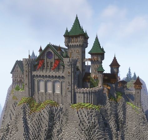 Minecraft Mountain Castle, Castle Blueprints, Minecraft Palace, Minecraft Medieval Castle, Minecraft Building Designs, Big Castle, Minecraft Castle Blueprints, Castle Inspiration, Minecraft Castle Designs