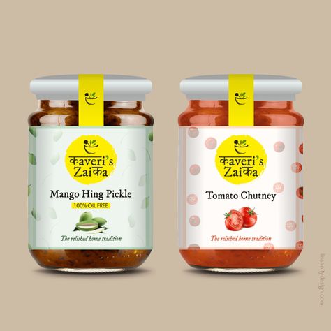 Manufactured by KDS food products is one of the leading brand of homemade pickles, chutneys & spices established in April 1997.  #BRANDING | #LABELDESIGN Pickle Brands, Packaging And Label Design, Pickled Mango, Packaging And Label, Spices Packaging, Work Portfolio, Labels Design, Jar Packaging, Vegetarian Menu