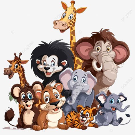 wild mammals animal characters group cartoon animals mammals group png Animals Cartoon Images, Wild Animals Cartoon, Group Cartoon, Character Group, Animals Cartoon, Transparent Image, Cartoon Images, Jungle Animals, Free Png