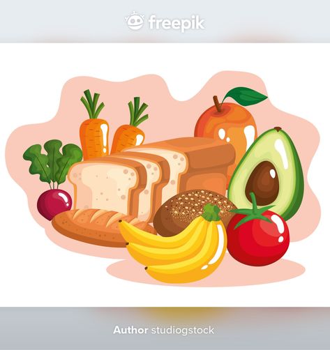 Vegetables with fruits and healthy food | Premium Vector #Freepik #vector #food #menu #nature #cartoon Healthy Food Pics, Healthy Food Drawing, Healthy Food Cartoon, Vector Vegetables, Food Animation, Nature Cartoon, Mikasa Anime, Vegetable Cartoon, Bridesmaids Nails